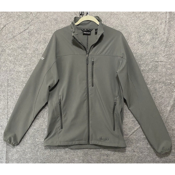 Marmot Tempo Jacket Mens Sz L Gray Full Zip Long Sleeve Pockets Xandr Logo - Picture 1 of 9
